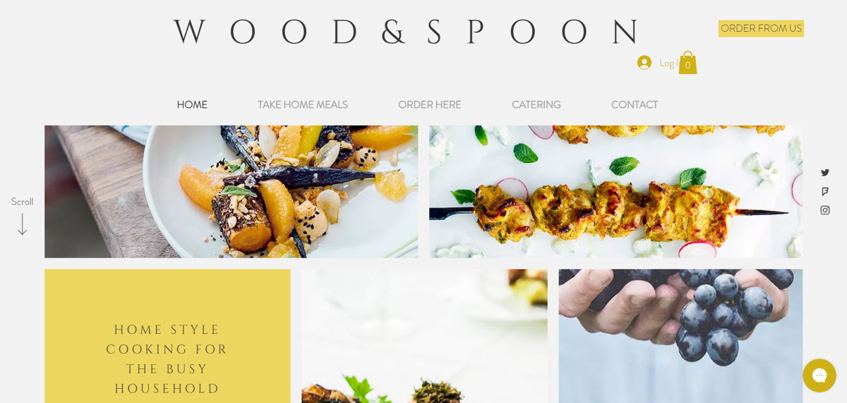 Screenshot of Wood & Spoon, from the wix websites collection.