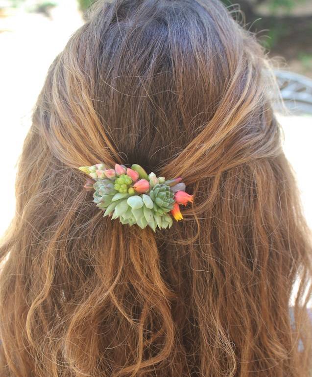 succulent combs wedding hair bride accent succulents