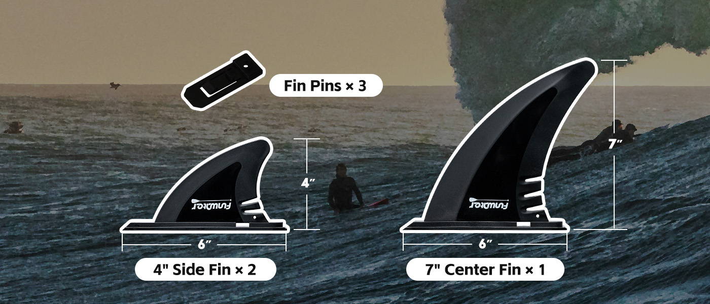Funwater inflatable paddle board fin setup comes with side fin and center fin with free shipping