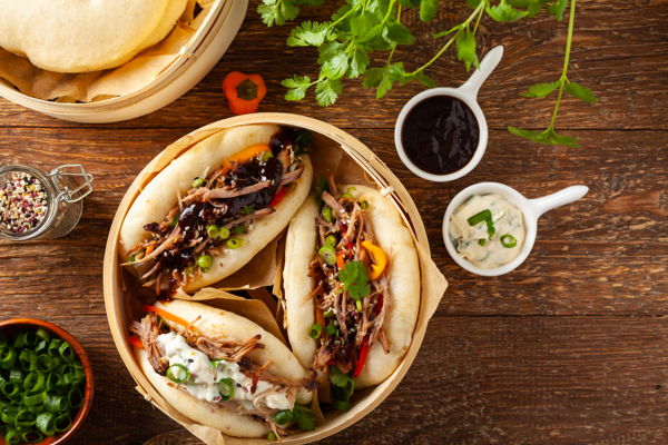 Photo of BBQ Pork Bao Buns with Sriracha Slaw