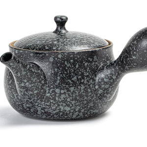 TEANAGOO Japan Kyusu (8.5 oz) with Steeper/Ceramic Teapot with infuser | Small Ceramic Side-handle Tea Pot with infusers for loose tea | Tea Pots For Tea Party, clay Teapot Set, VP1, Rock Black
