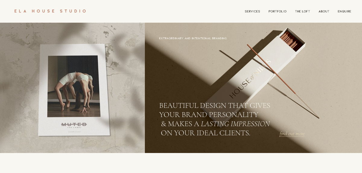 Screenshot of Ela House Studio, from the advertising & marketing agency websites collection.