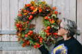 Wild at Heart Autumn Harvest Wreath, featuring physalis.