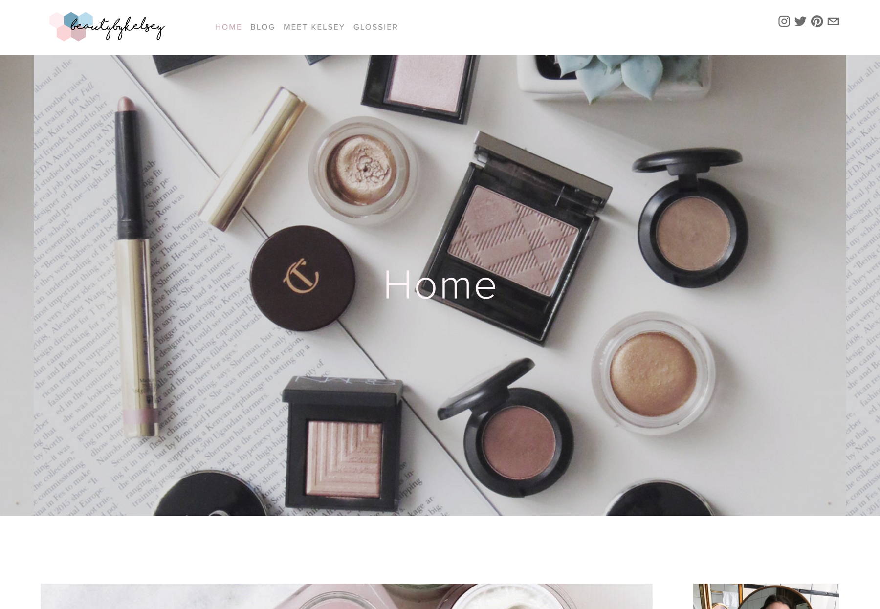 Screenshot of Beauty by Kelsey, from the beauty websites collection.