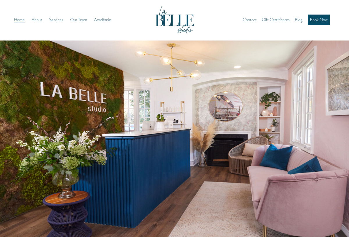 Screenshot of La Belle Studio, from the spa websites collection.