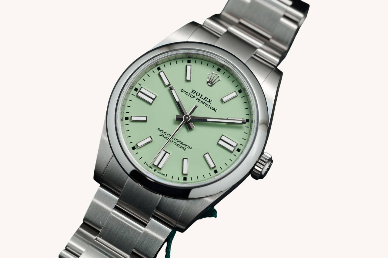 Rolex Oyster Perpetual cadran vert pistache 2025