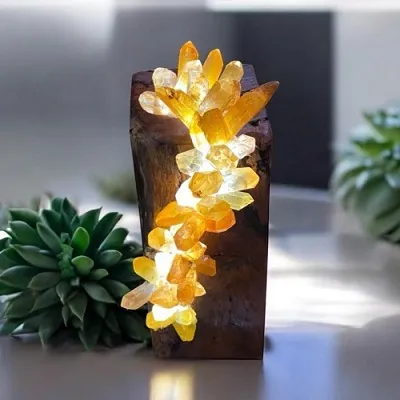 Tangerine Quartz Crystal Lamp - Handcrafted With Love