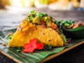 Vegan Jackfruit Tacos on a platter as a great healthy lunch or dinner 