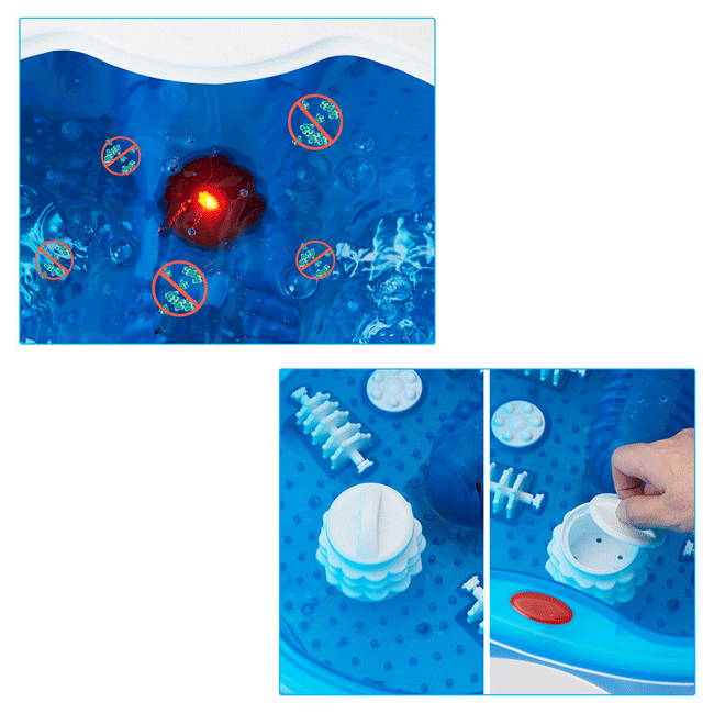 Foot Spa Bath Massager with Heat, Bubbles, Vibration and Red Light,4 Massage Roller Pedicure Foot Spa Tub for Feet Stress Relief,Foot Soaker with Mini Acupressure Massage Points & Temperature Control