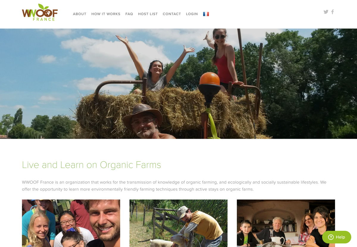 Screenshot of WWOOf France, from the nonprofit & charity websites collection.