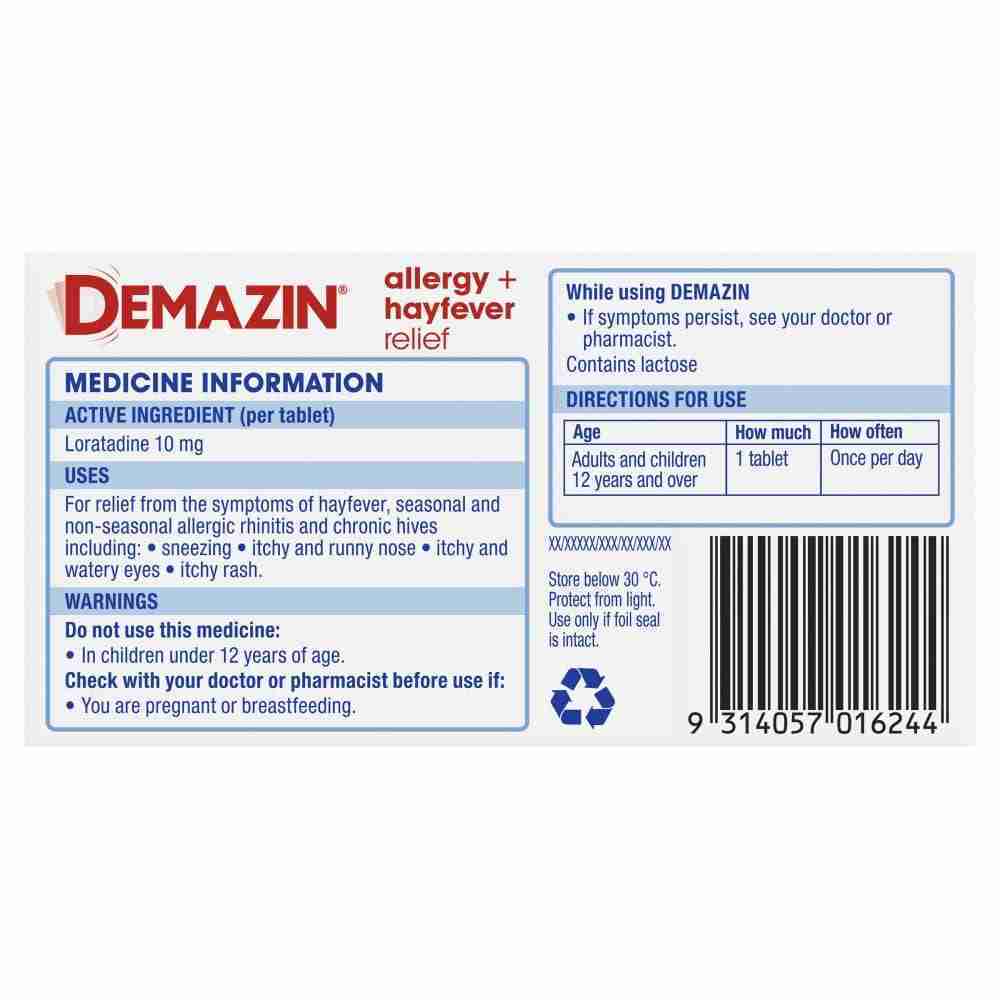 Demazin Allergy + Hayfever Relief Non-Drowsy 30 Tablets - Image 4