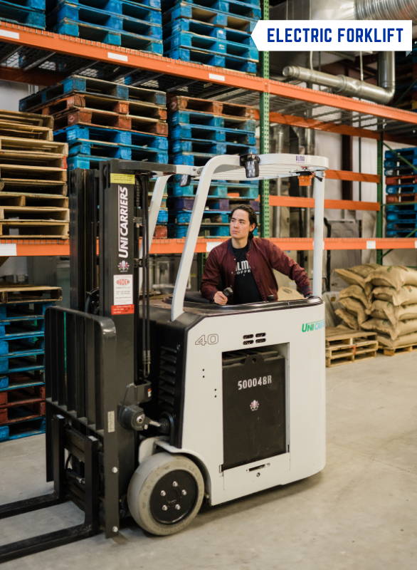 A man operating the Electric Forklift