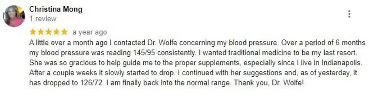 Screenshot of article text by Christina Meng titled “Review,” with a yellow arrow icon and body paragraphs about blood pressu