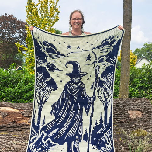 Wizard's Way | Fantasy Wizard Overlay Mosaic Crochet Blanket PDF Pattern