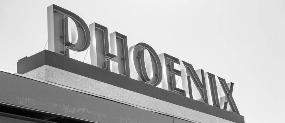 A neon Phoenix sign