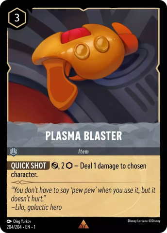 Plasma Blaster card from Disney's Lorcana: The First Chapter.