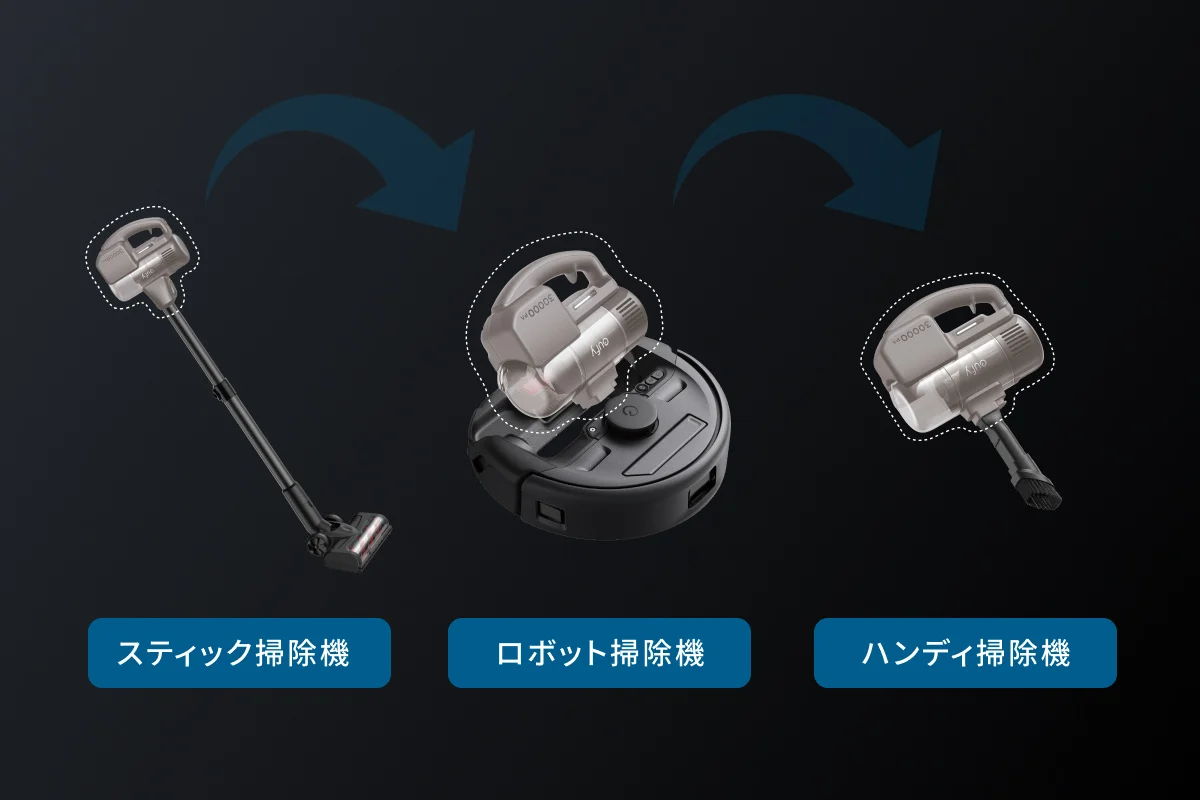 3つの形にトランスフォームする、次世代掃除機