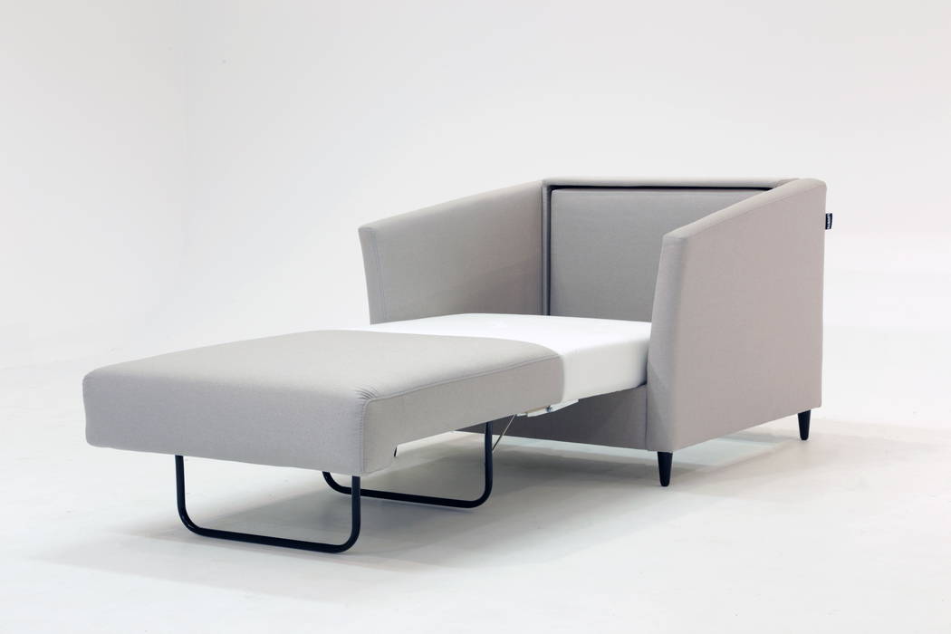 Luonto Erika Cot Chair Sleeper Sofa Quick Ship Program in Luna 33 Fabric (grey beige)