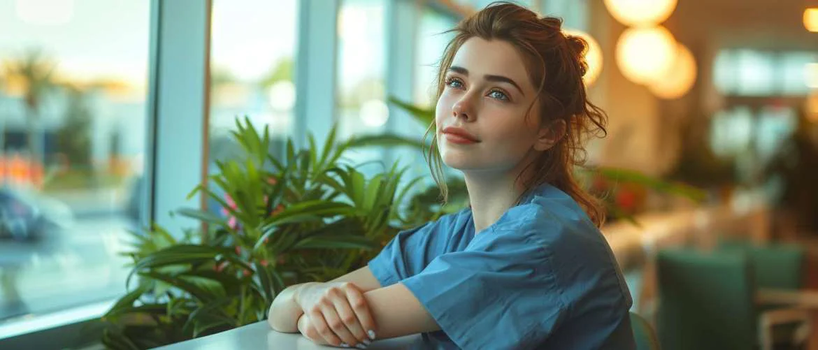 Content travel nurse enjoys plant-based meal during break