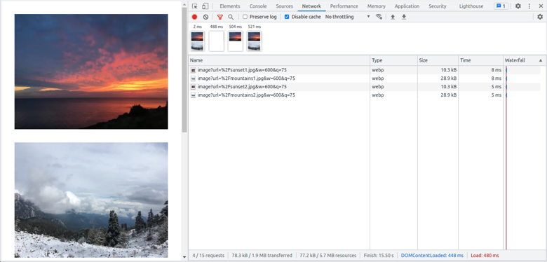 Responsive images with Next.js in Chrome Dev Tools