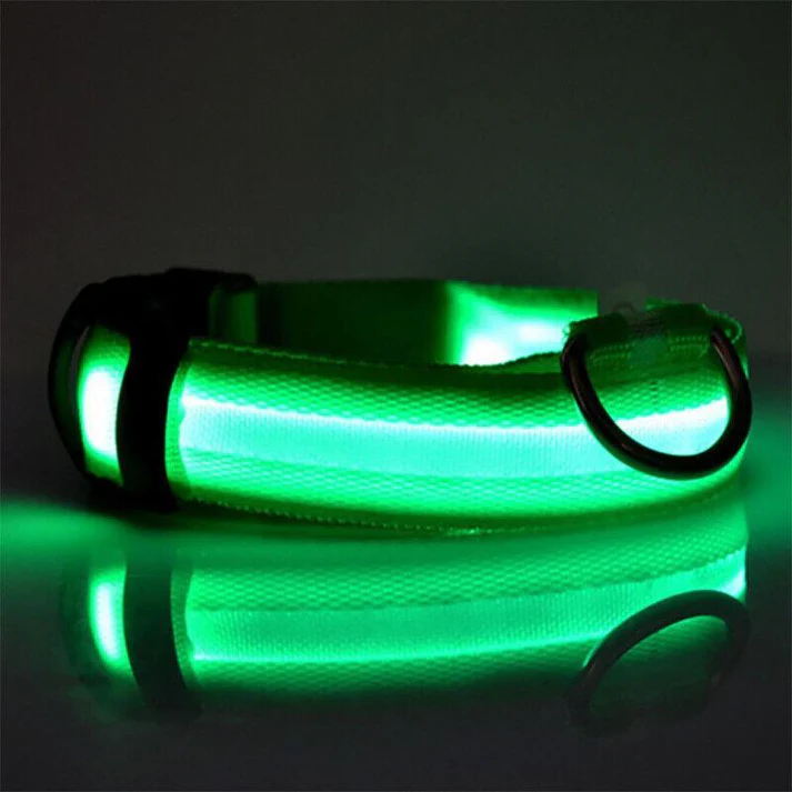 Large Size USB Rechargeable LED Dog Collar Nylon Glow Flashing Light Up Neck Strap - Image 2