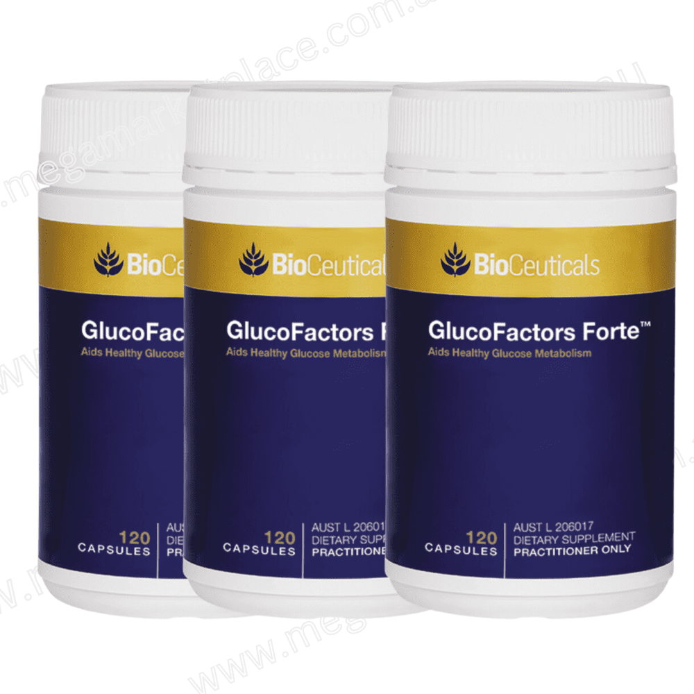Lot of 3| Bioceuticals Glucofactors Forte 120 Capsules Austl : 206017