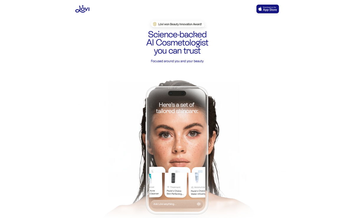 Screenshot of Lovi Care, from the app websites collection.