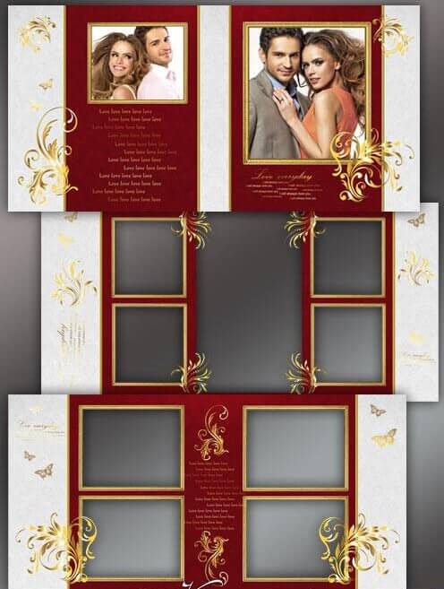Романтическая фотокнига с золотым орнаментом - история любви