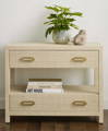 large two drawer nightstand wrapped in natural raffial
