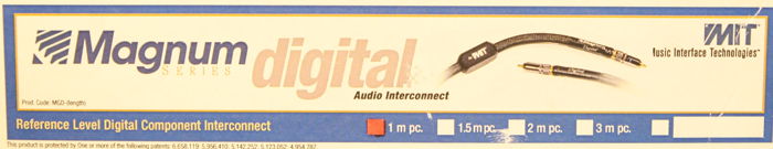 MIT Magnum Digital Interconnect. S/PDIF. RCA to RCA. 1m