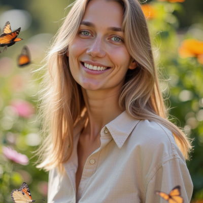 Photo generated by Secta Labs in style of Butterfly Garden Portraits
