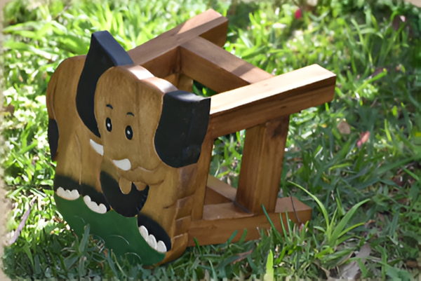 Children's Wooden Stool ELEPHANT Themed Chair Toddlers Step sitting Stool V2 - Image 2