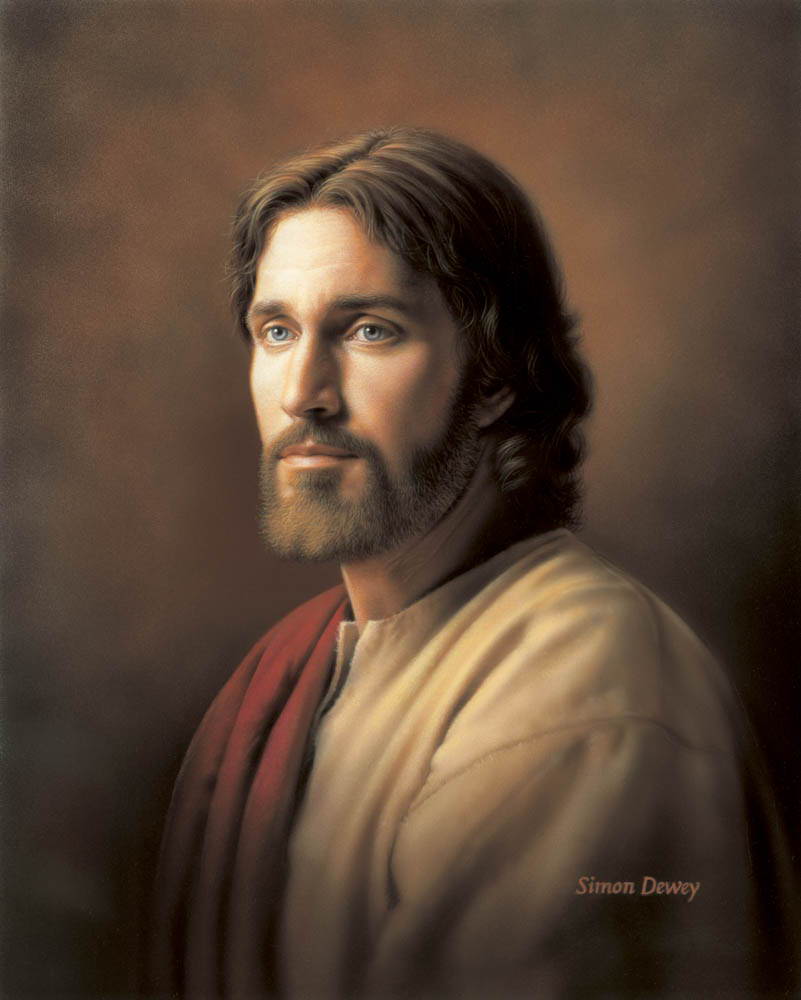 Portrait of Jesus with a calm expression.