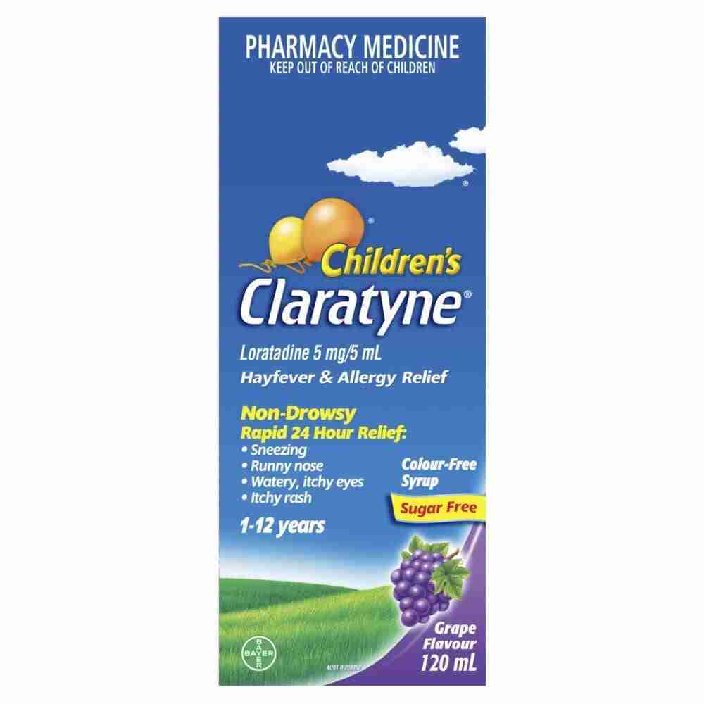 Children's Claratyne Allergy & Hayfever Relief Syrup For Kids Grape Flavour 120mL