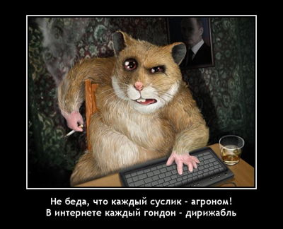 Не беда, что каждый суслик - агроном! В интернете каждый гондон - дирижабль.