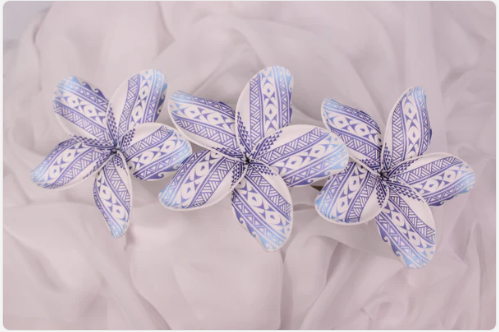 Ocean Tribal Tattoo Frangipani Real Touch (6 Pack) - Realistic Artificial Flowers - Image 4