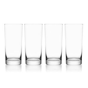 Mikasa Lana Tall Beverage Highball Glass Cups, Set of 4, 16 Ounce, Clear