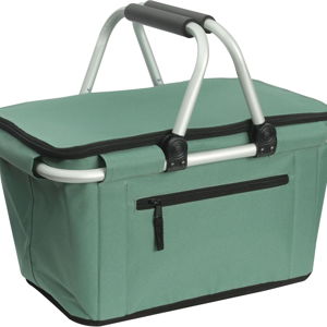 Picnic Basket, SIYUAN Collapsible Shopping Basket with Handles 27L Large Market Basket with Lid Reusable Folding Grocery Basket Insulated Cooler Bag, Green