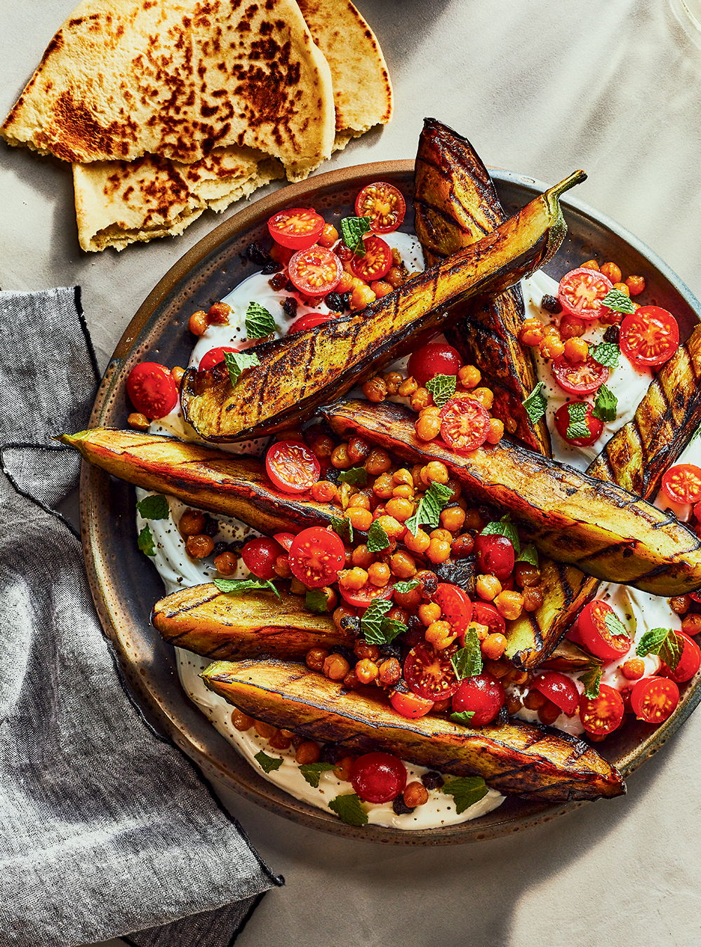 Grilled Eggplant with Curried Chickpeas | RICARDO