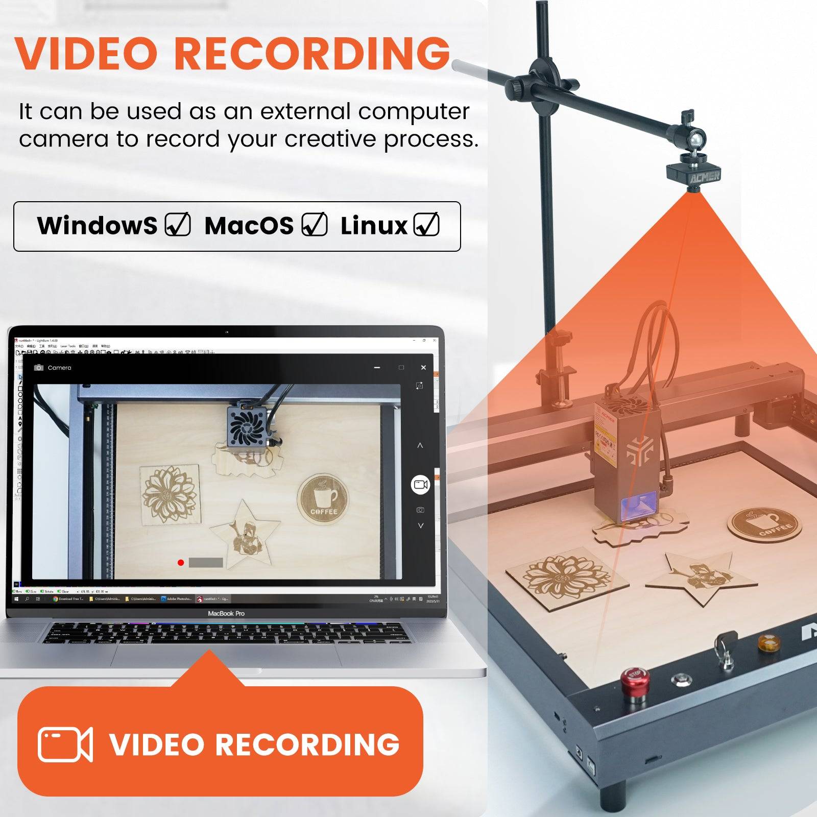 ACMER A500 Laser Engraver Lightburn Camera