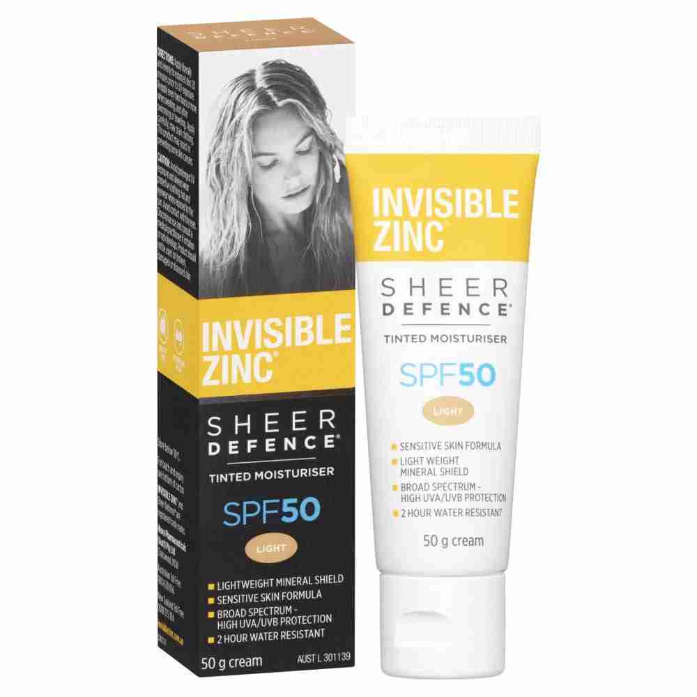 Invisible Zinc SPF 50+ Sheer Defence Tinted Moisturiser Light 50g - Image 8