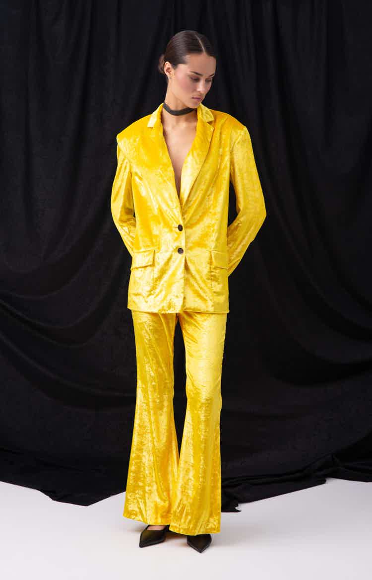 Брюки из жидкого бархата "Venus in yellow"
