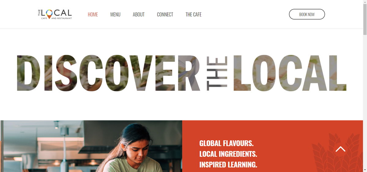 Screenshot of The Local Restaurant & Café, from the cafe & coffee shop websites collection.