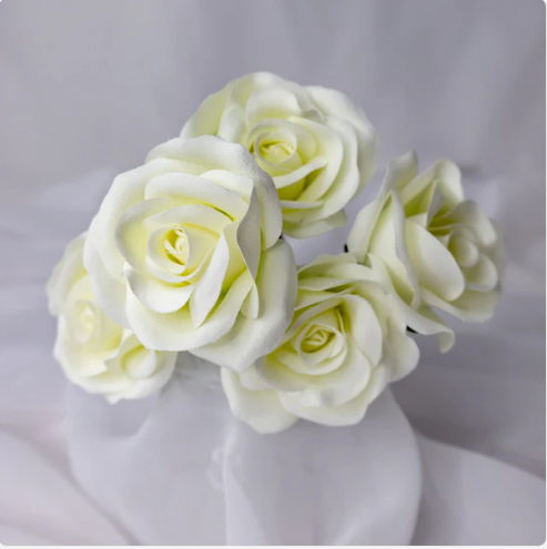 White Velveteen Rose Bloom - Realistic Artificial Flowers - Image 3