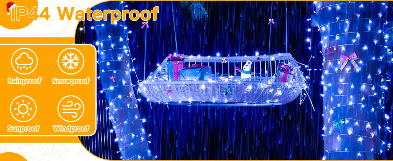 Features of Ollny's 400 leds clear cable multicolor Christmas lights