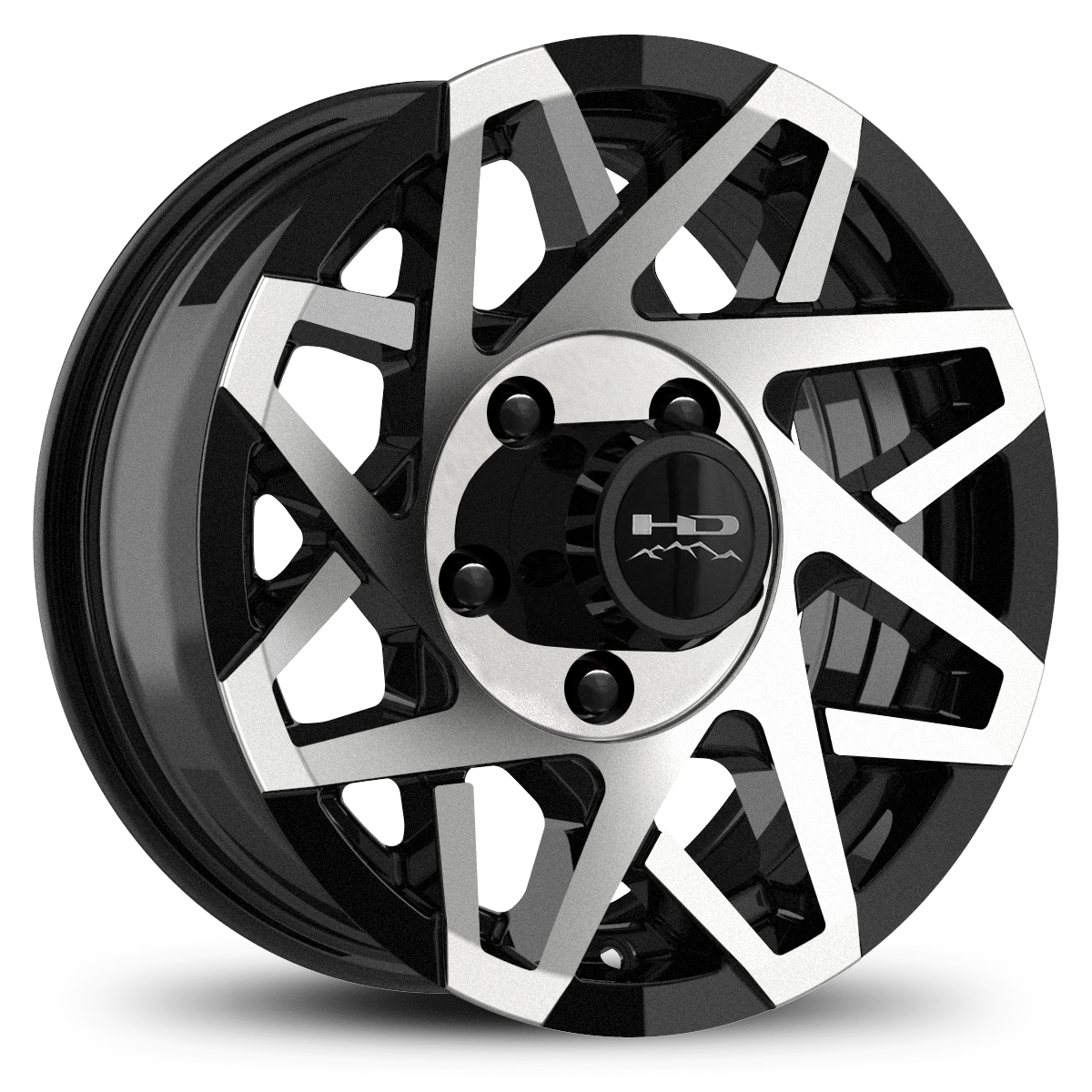HD Off-Road Canyon Custom Trailer Wheel Rims in 14x5.5 Gloss Black Machined Face with Center Cap & Logo fits 5x4.50 / 5x114.3 Axle Boat, Car, RV, Travel, Concession, Horse, Utility, Lawn & Garden, & Landscaping.