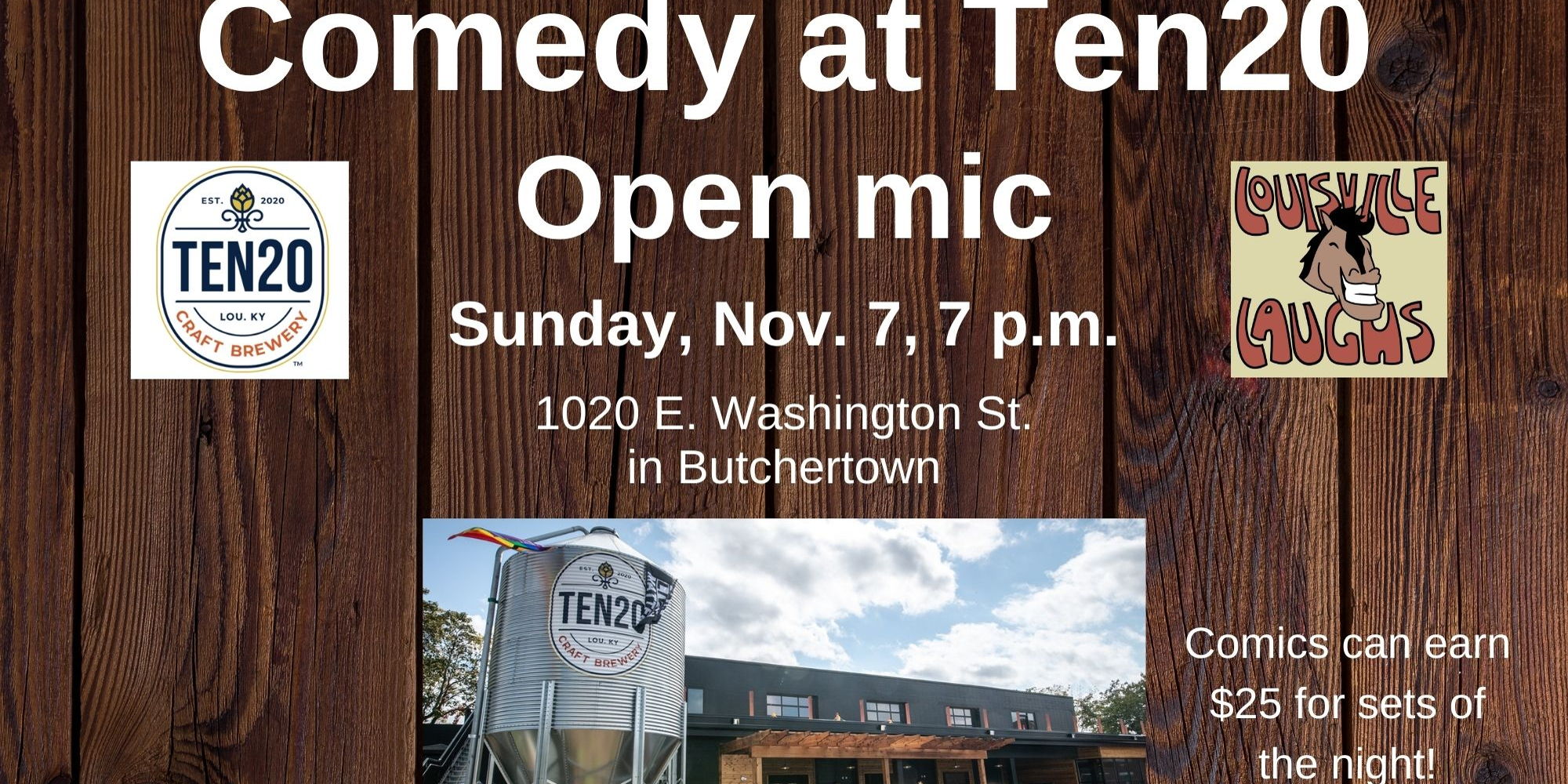 Comedy at Ten20 Craft Brewery promotional image