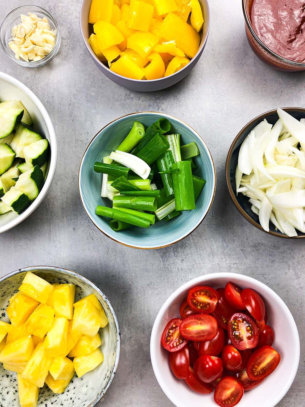 Ingrediënten vegan zoetzure kip