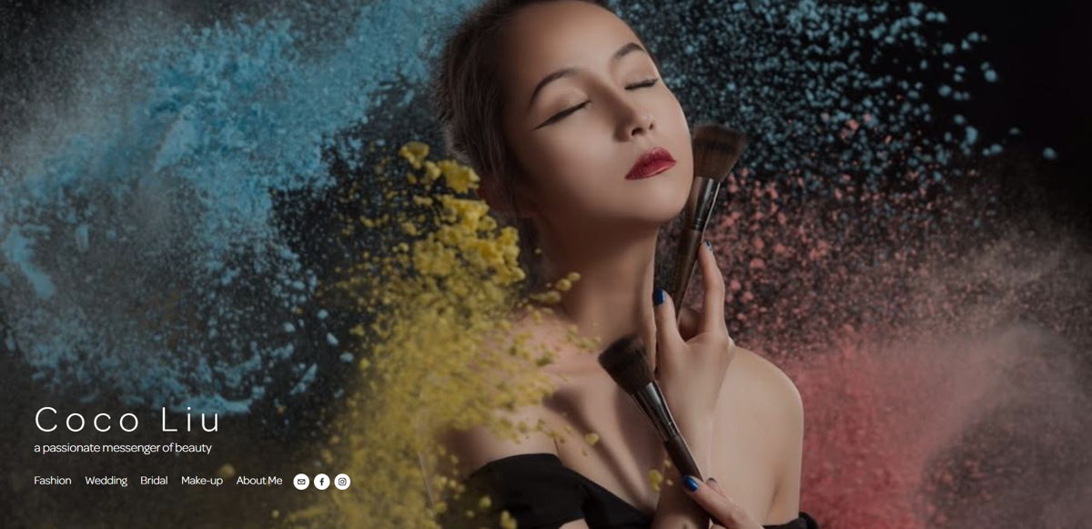 Screenshot of Coco Liu MakeUp, from the makeup artist websites collection.