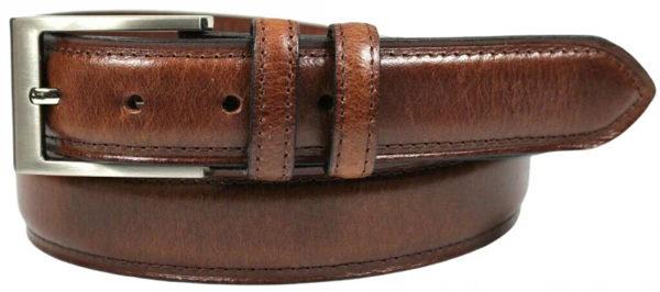 Grain Leather Belt. Brown with Silver Nickle Buckle. Style No 43019 35 MM - Image 3